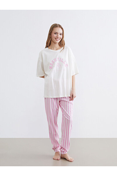 LC Waikiki Özmarka New Season Crew Neck Printed Women's Pajama Set