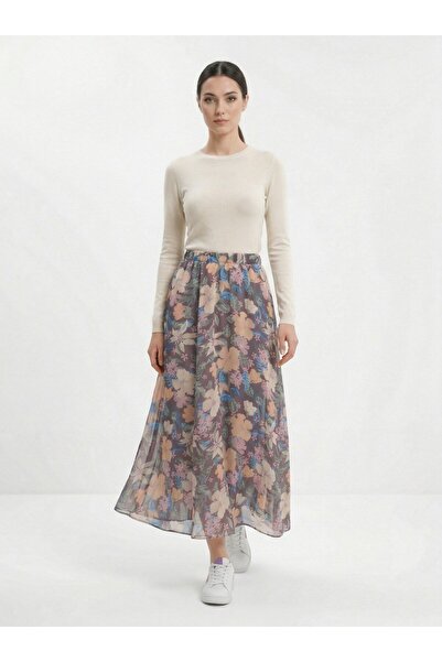 Apsen Collection Apsen Women's Multicolor Floral Print Elastic Waist Lined Fl...