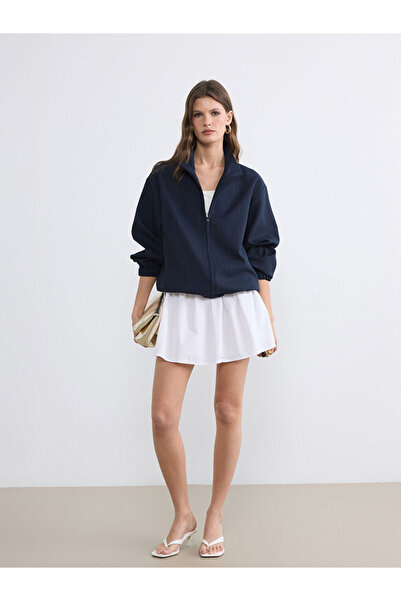 LC Waikiki High neck striped oversize women's jacket