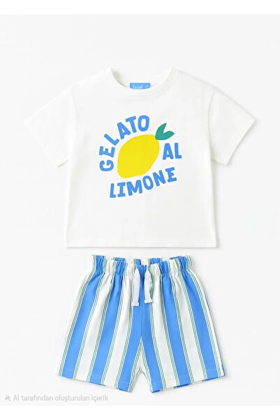 Yerli Gelato Limon Patterned Alt Üst Summer Unisex Set