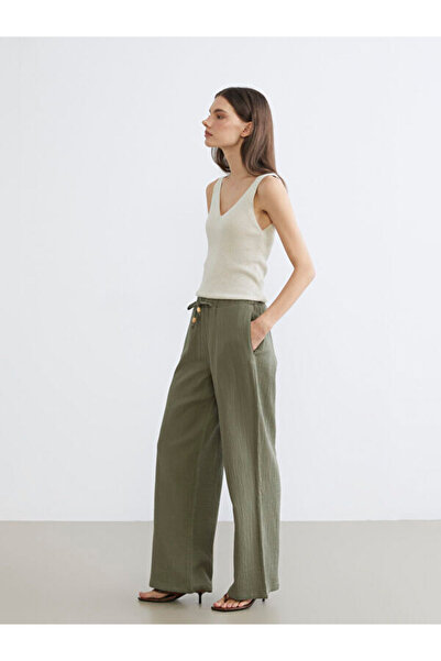 LC Waikiki Rmz Gi̇yi̇m Farkiyla Women's Muslin Pants with Waist Cord