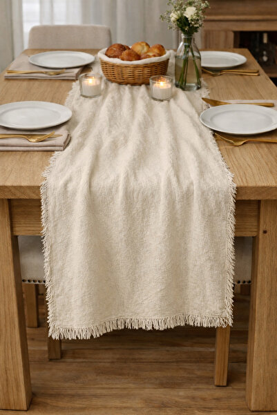 Uçkan home Bohemian napron cu franjuri 100% in față de masă