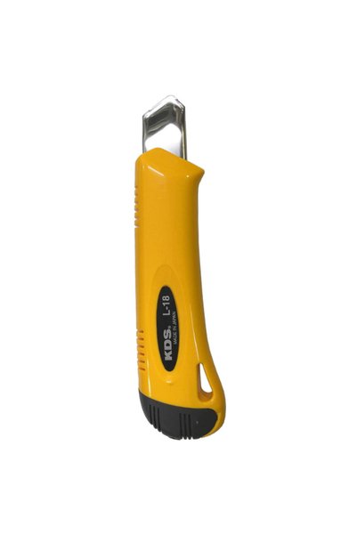 KDS L-18YE Auto Lock Utility Knife – 18mm Snap-Off Cutter, Yellow Handle