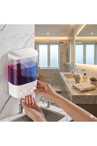 seahome 1 Piece Bathroom Soap Dispenser 1000 ml Adhesive Leak-Proof Push-Butt...
