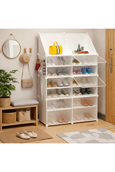 O.M.D Dulap modular pentru pantofi cu cuier, organizator cu uși antipraf, 85 ...