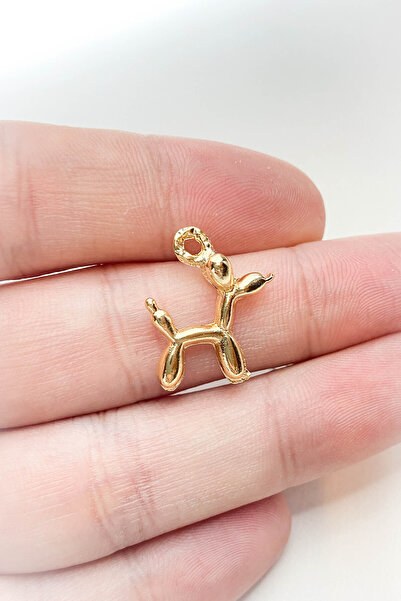 roshel Altın Kaplama Balon Köpek Figürlü Kolye, Küpe ve Takı Ucu