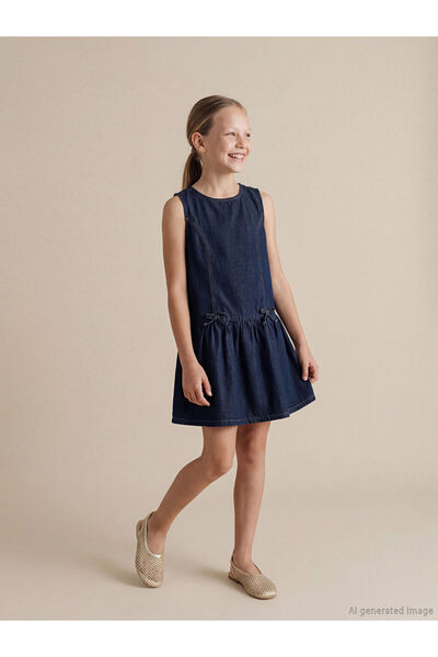 LC Waikiki LCW Kids Indigo Bow Detailed Jean Dress για κορίτσια από την συλλο...