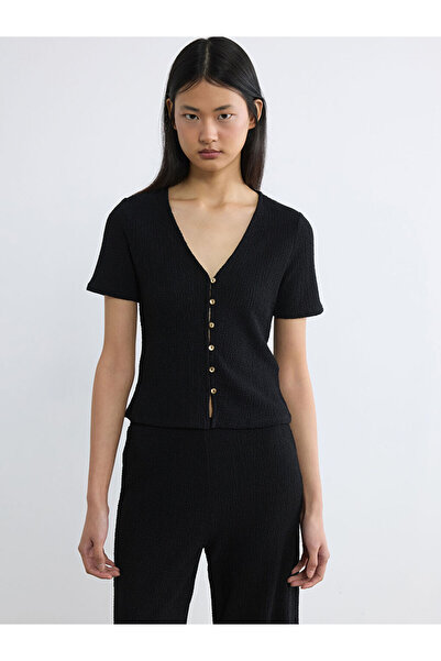 LC Waikiki Shining Choices V Planting Textured Blouse from Shining Store