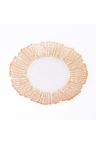 Malooki Decorative glass serving plate 35 cm Sheer- gold - Elegant table plat...