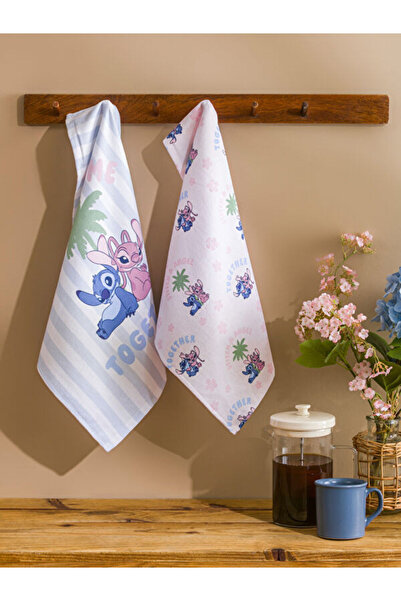LC Waikiki Rmz Gi̇yi̇m Farkiyla Lilo and Stitch Printed Cleaning Cloths 2-Pac...