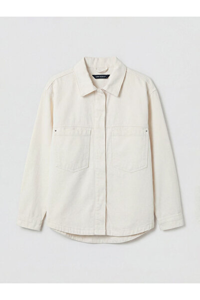 LC Waikiki سترة جينز نسائية بياقة قميصية من إكرو