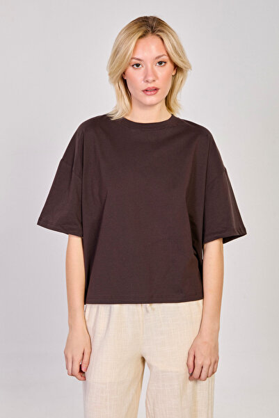 BARRELS AND OIL guler rotund supradimensionat tricou - Cafea amară