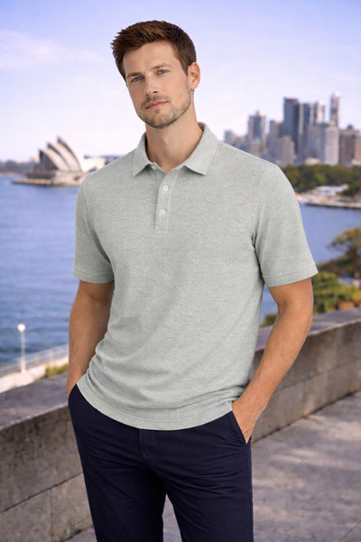 Maccali Muška majica Trend Sa deznom sa zelenim polo ovratnikom Lan