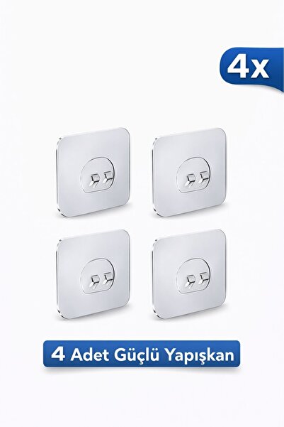 Capella Süper Güçlü Yapışkan Banyo Askısı Yedek 4 Adet Sticker Raf Tutucu Askı