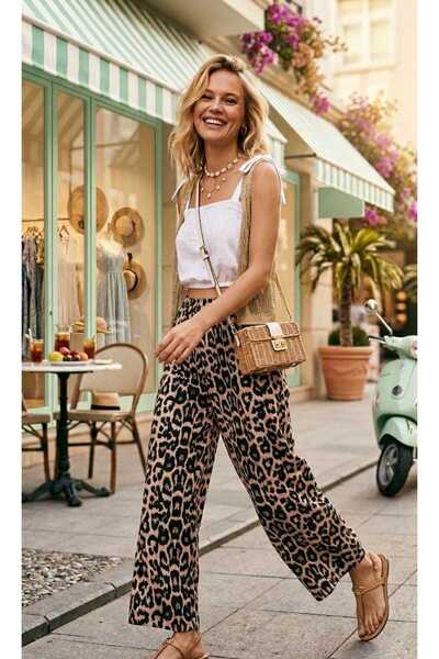 forte bella Patterned Casual Viscose Trend Pants