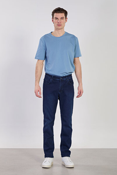 BARRELS AND OIL بنطلون جينز ميرزا للرجال بقصة عادية - أزرق داكن