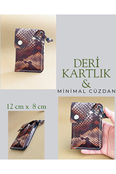 LUNA LUSTER Genuine Leather Minimal Snake Pattern Design Men's Wallet Card Ho...