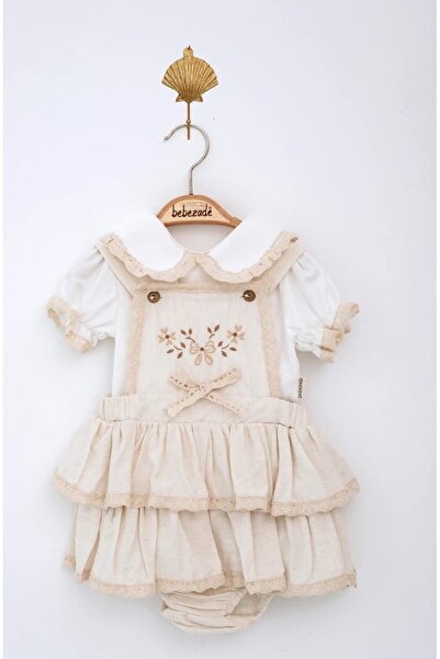 DIDuStore Bebezade Girls 3-6-9-12 Months Linen Flowers Slopet Taki