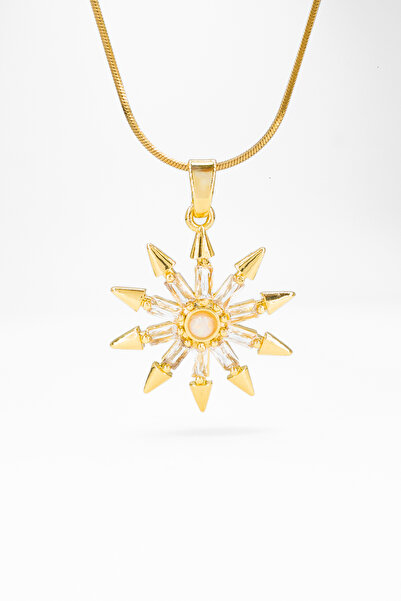 Sun Shiny Lady Necklace with Opal Baguette Stone – Stainless Steel | Starburst Model