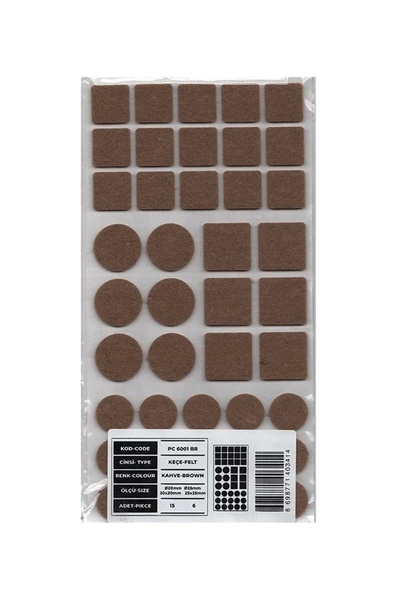 KarapolatYapı Yapışkanlı Keçe 20x20 & 25x25 Keçe Kahverengi 42 Adet Mobilya P...