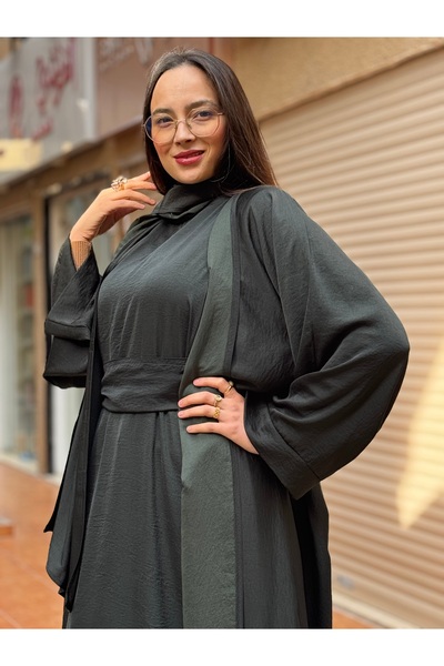 Butik 4 parca set abaya (abaya,jile,şal,kuşak)