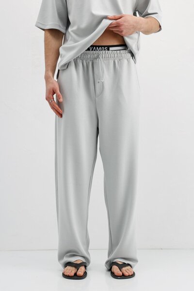 VAMOSCLO Modal Blended Baggy Sweatpants Light Gray