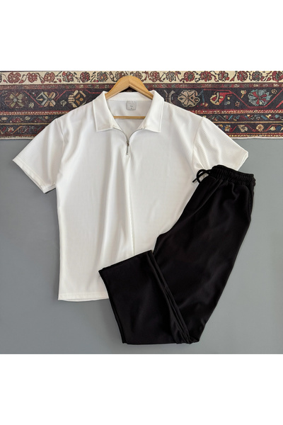 viperkombin Men's Baggy 2-Piece Set Corded Fabric T-Shirt and Pants