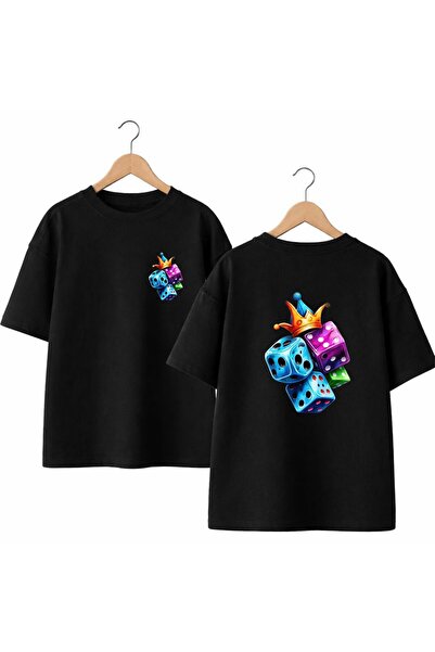 playwear Tricou cu decolteu rotund, cu imprimeu King Crown Dice pe spate și p...