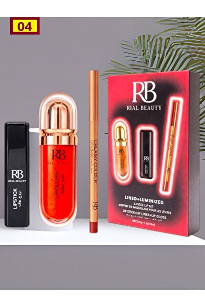 RIAL BEAUTY Lip care set: lipstick + lip liner + lip gloss.