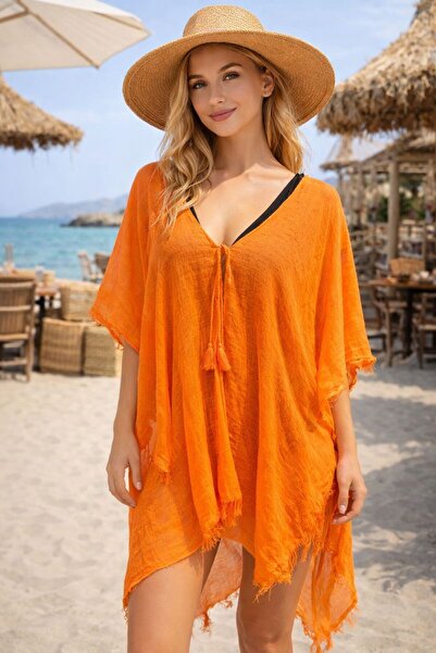 FELLMENS Orange Beach Dress Women's Pareo