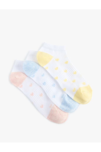 Koton Multicolored Heart Patterned 3-Piece Booties Socks Set