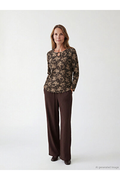 LC Waikiki Özmarka New Season Textured Satin Women's Trousers with Elastic Waist