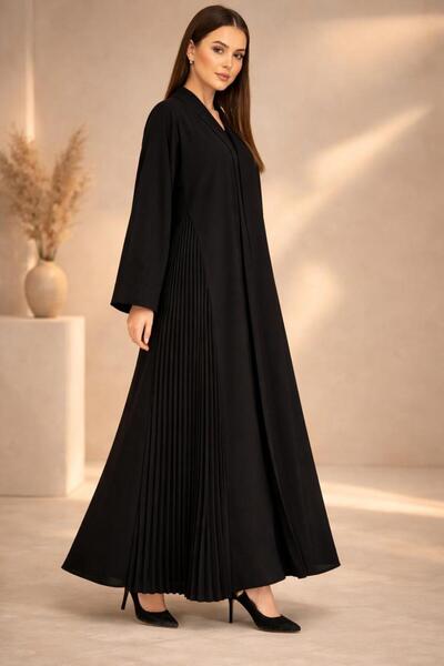 SAHM Luxurious royal black pleated blazer abaya