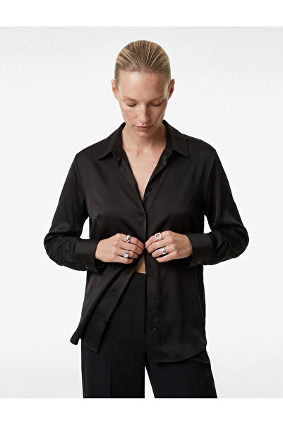 Koton Regular Fit Long Sleeve Classic Collar Buttoned Satin Shirt