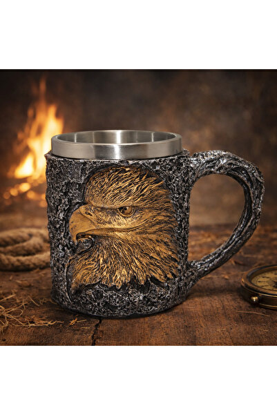 hediyeconcepti كوب من الفولاذ المنقوش ثلاثي الأبعاد مع شكل نسر - تصميم زخرفي،...