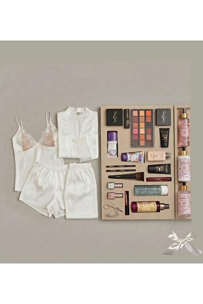 Pierre Cardin 6 Parça Saten Pijama ve Gecelik Seti , 19'LU KOZMETİK SET ,