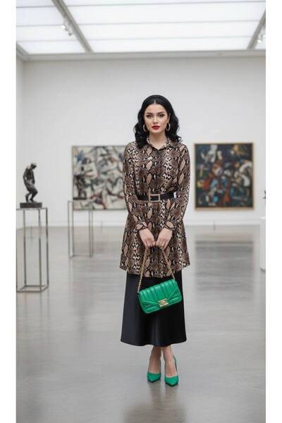 Polologin Butik Tunica Exotic Snake piele cu cu model nasturi