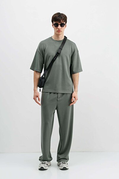 VAMOSCLO Modal Blended Oversized T-Shirt Khaki