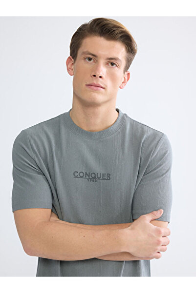 LC Waikiki Rmz Gi̇yi̇m Farkiyla Zero Roba Collar Printed Men's T-Shirt