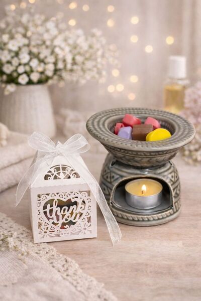 OEM Ceramic Aroma Lamp Set + Candle + Scented Wax Melts 50g for Aromatherapy,...