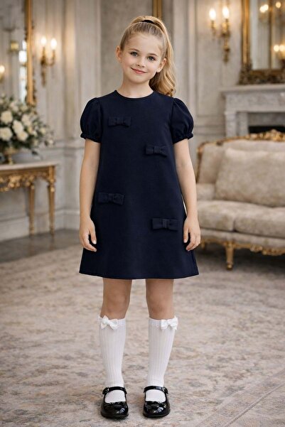 Lolliboomkids Little Duchess Bowknot Mini Dress - Black - Black - 4-5 Years