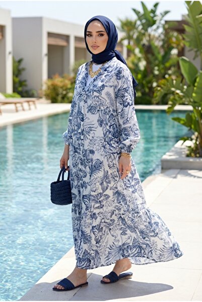 Kirazca Butik Women's Patterned Layered Hijab Dress