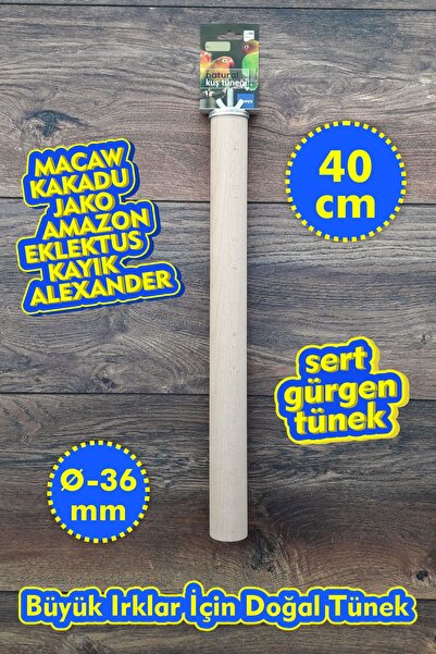 Vixpet Venty 40 cm Doğal Papağan Tüneği | Çapı 36 mm | Macaw Kakadu Jako Amaz...