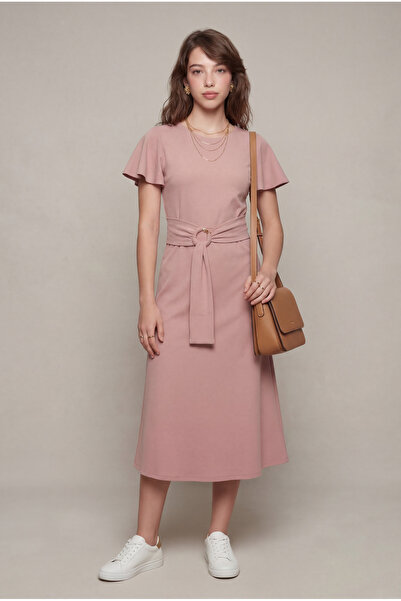 Cortigiani Metal Buckle Pink Dress Pink