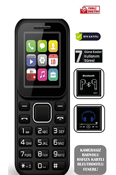 TEKNOPARKTA Kamerasız Tuşlu Telefon Asker Telefonu Radyo Mp3 Fenerli Bluetoot...