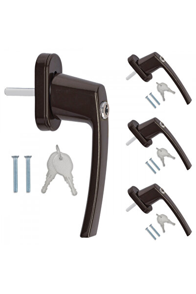 KWmobile Set de 4 mânere pentru ferestre cu blocare, Kwmobile, maro, aluminiu...