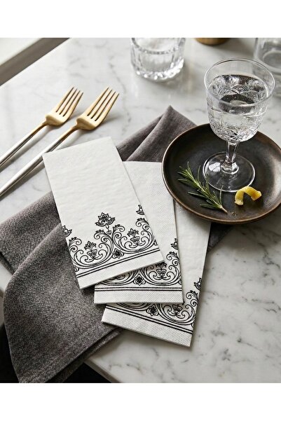 nevastore Aura Siyah Desenli Kağıt Peçete 20'li Paket