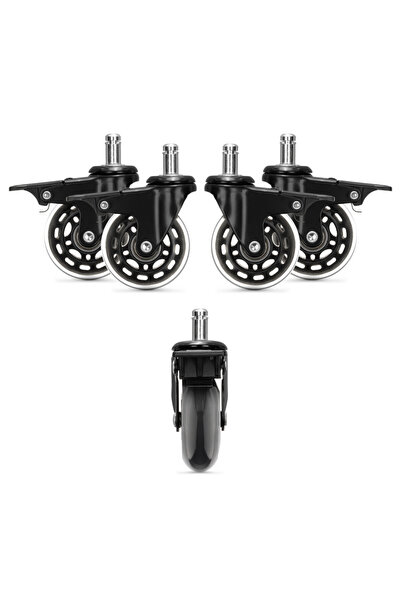 KWmobile Set of 5 Office Chair Wheels, 11 mm Stem, Kwmobile, Black, Polyureth...