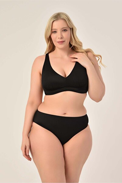 AQUAVİVA Set bikini Valeria efect modelator pentru femei, mărime mare, negru ...