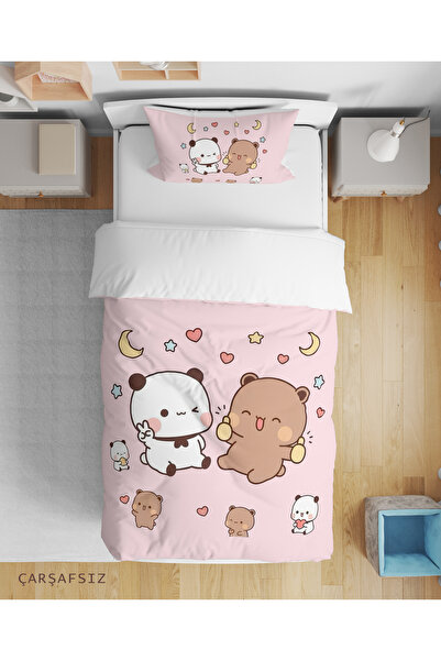 Erays Home Bubu Dudu Patterned 3D Digital Print Pcs Single Bed Sheet Sız Kız ...